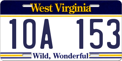 WV license plate 1OA153
