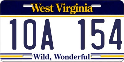 WV license plate 1OA154