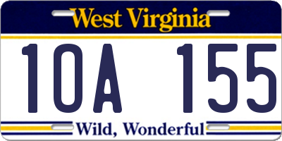 WV license plate 1OA155