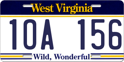 WV license plate 1OA156