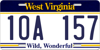 WV license plate 1OA157