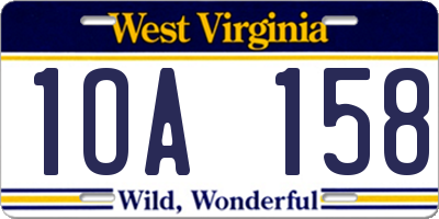 WV license plate 1OA158