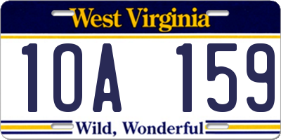 WV license plate 1OA159