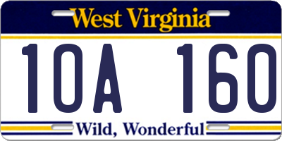 WV license plate 1OA160