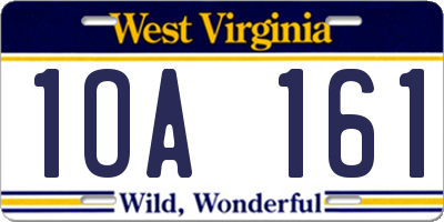 WV license plate 1OA161