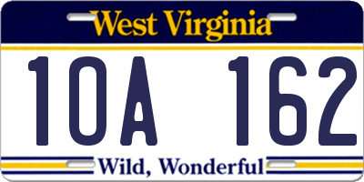 WV license plate 1OA162