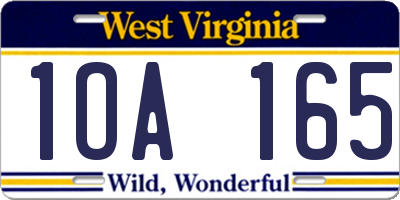 WV license plate 1OA165