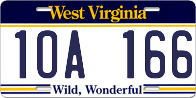 WV license plate 1OA166