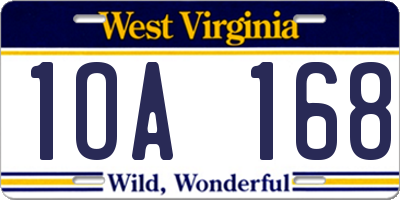 WV license plate 1OA168