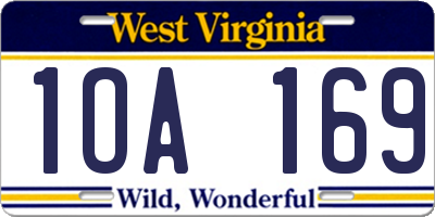 WV license plate 1OA169