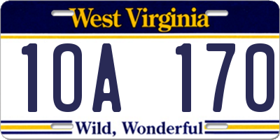 WV license plate 1OA170