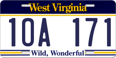 WV license plate 1OA171