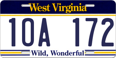 WV license plate 1OA172