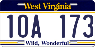 WV license plate 1OA173