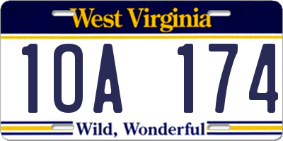 WV license plate 1OA174