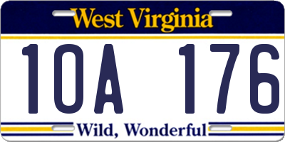 WV license plate 1OA176