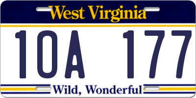WV license plate 1OA177