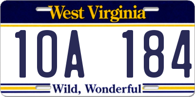 WV license plate 1OA184