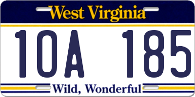 WV license plate 1OA185