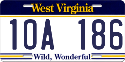 WV license plate 1OA186
