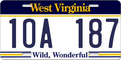 WV license plate 1OA187