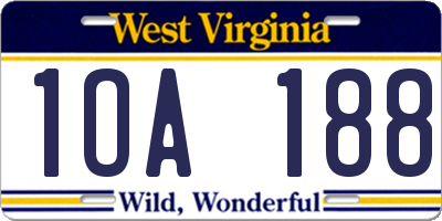WV license plate 1OA188