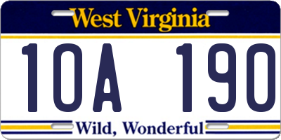 WV license plate 1OA190