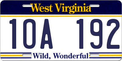 WV license plate 1OA192