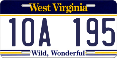 WV license plate 1OA195
