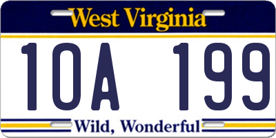 WV license plate 1OA199