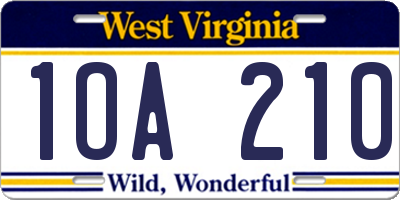 WV license plate 1OA210