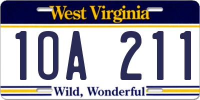 WV license plate 1OA211