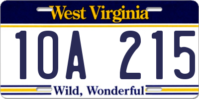 WV license plate 1OA215