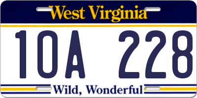 WV license plate 1OA228
