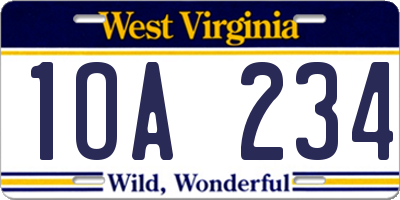 WV license plate 1OA234