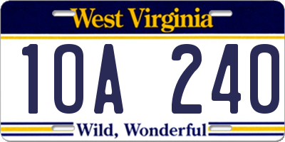 WV license plate 1OA240