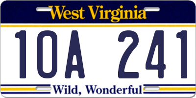 WV license plate 1OA241