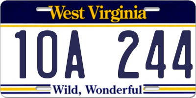 WV license plate 1OA244