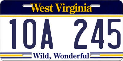 WV license plate 1OA245