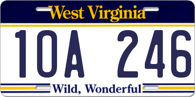 WV license plate 1OA246