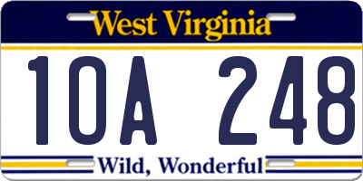WV license plate 1OA248