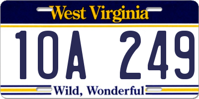 WV license plate 1OA249