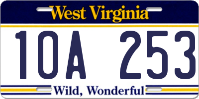WV license plate 1OA253