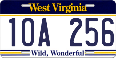 WV license plate 1OA256