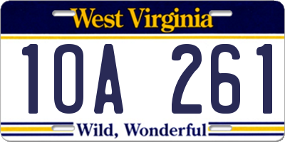 WV license plate 1OA261
