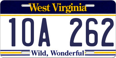 WV license plate 1OA262