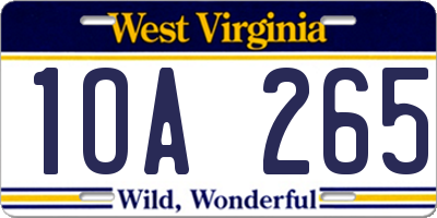 WV license plate 1OA265