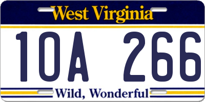WV license plate 1OA266