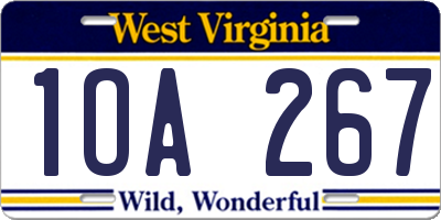 WV license plate 1OA267