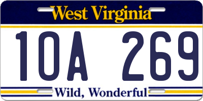 WV license plate 1OA269